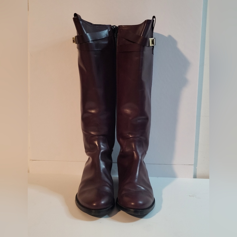 BROWNS LEATHER BURGUNDY SIZE 10 RIDING BOOTS